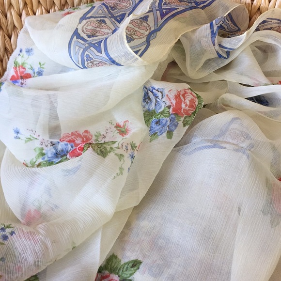 100% Silk XXL Boho / Bohemian Chiffon Scarf Wrap Pareo - Picture 6 of 7